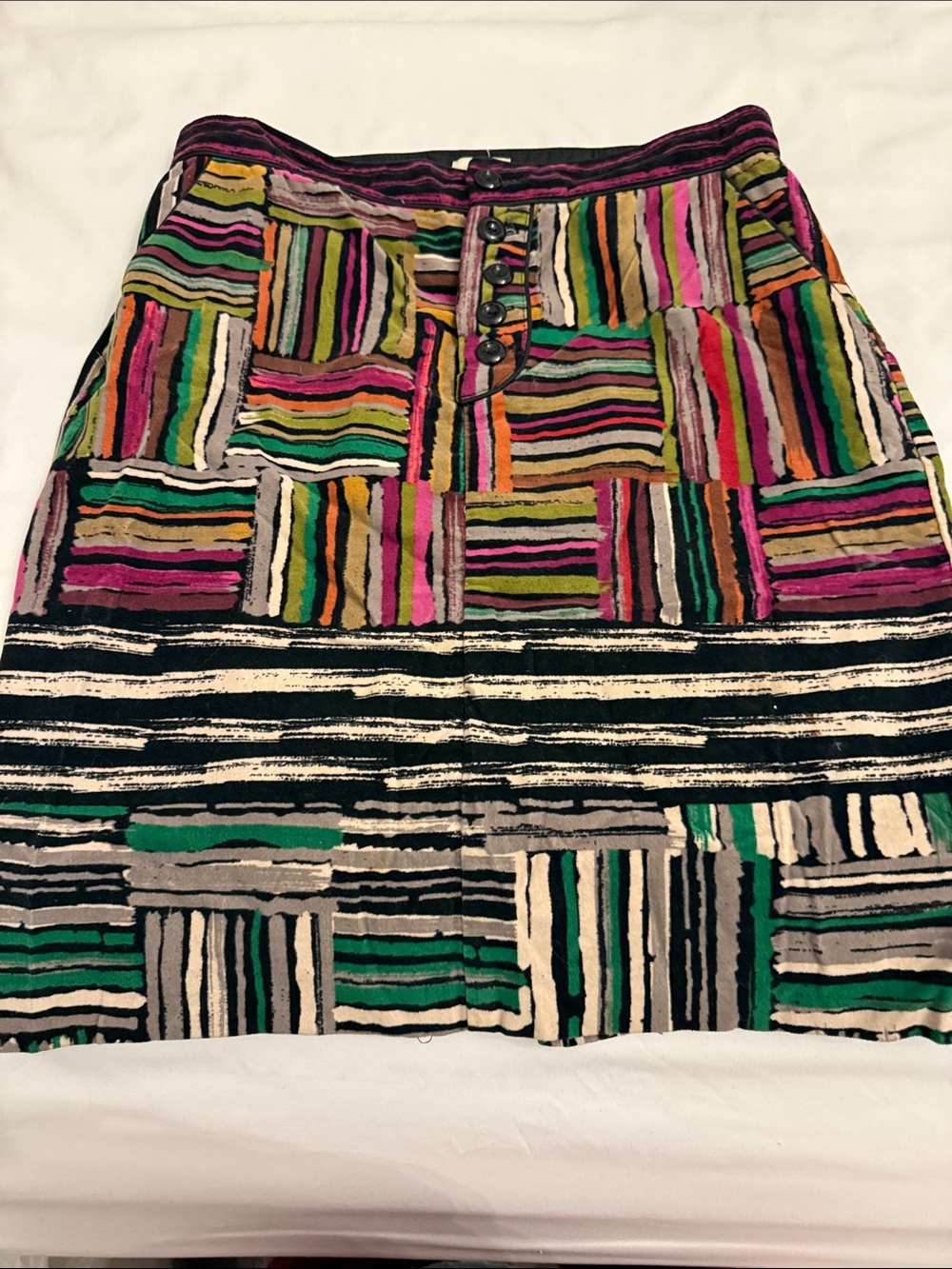 Striped Patchwork Midi Skirt in Multicolor